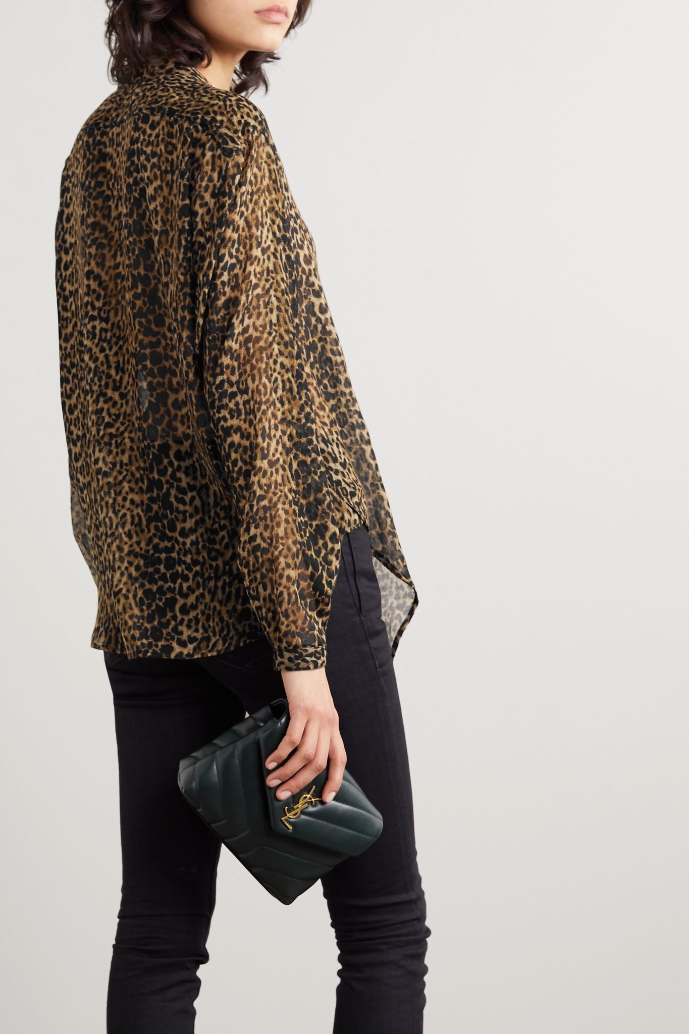 Leopard-print wool-gauze shirt - 8