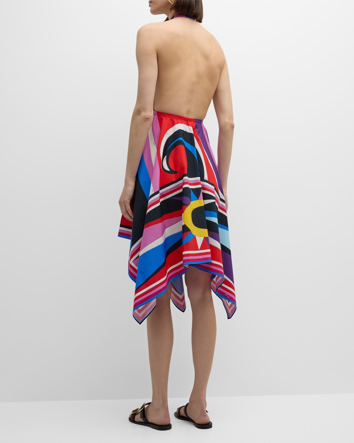 Abstract-Print Halter Handkerchief Dress - 6