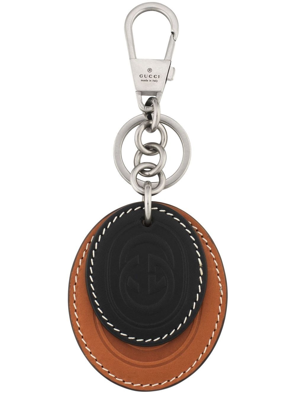 logo-embossed leather keyring - 1