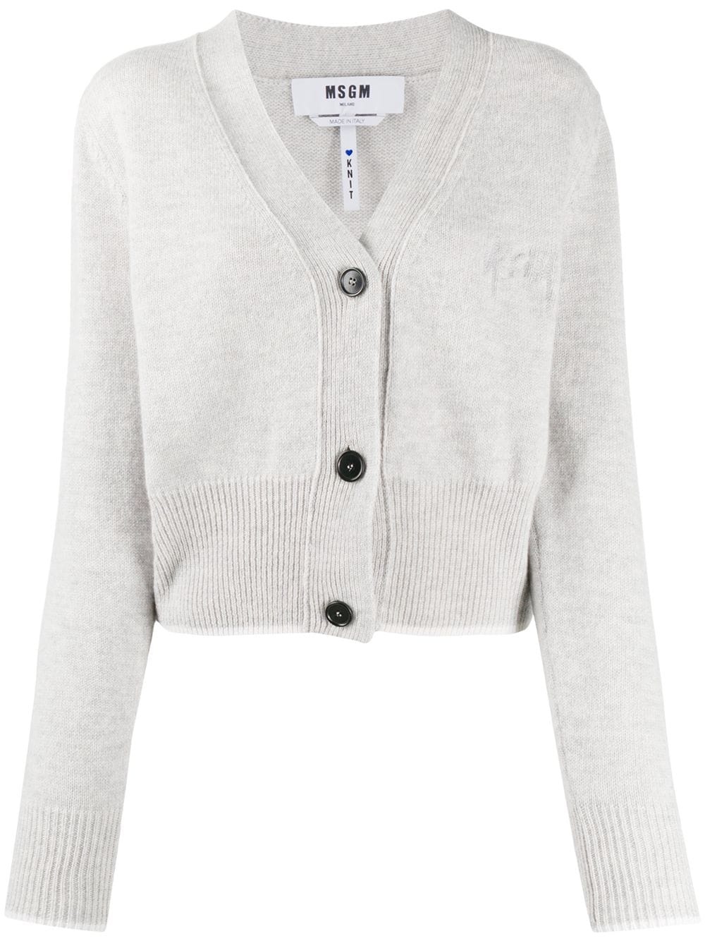 cropped cashmere-wool knit cardigan - 1