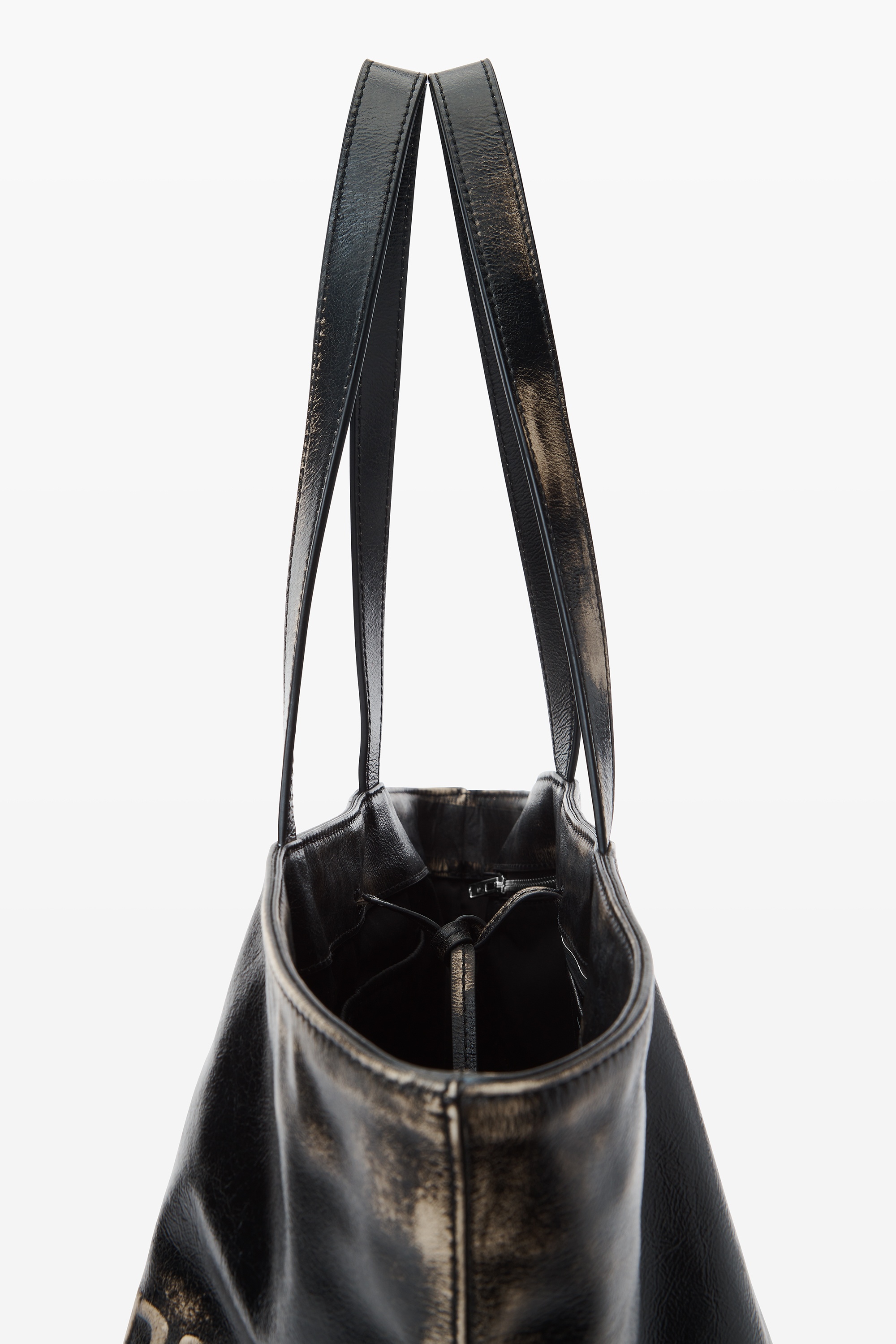 large punch tote in brushed-effect leather - 5