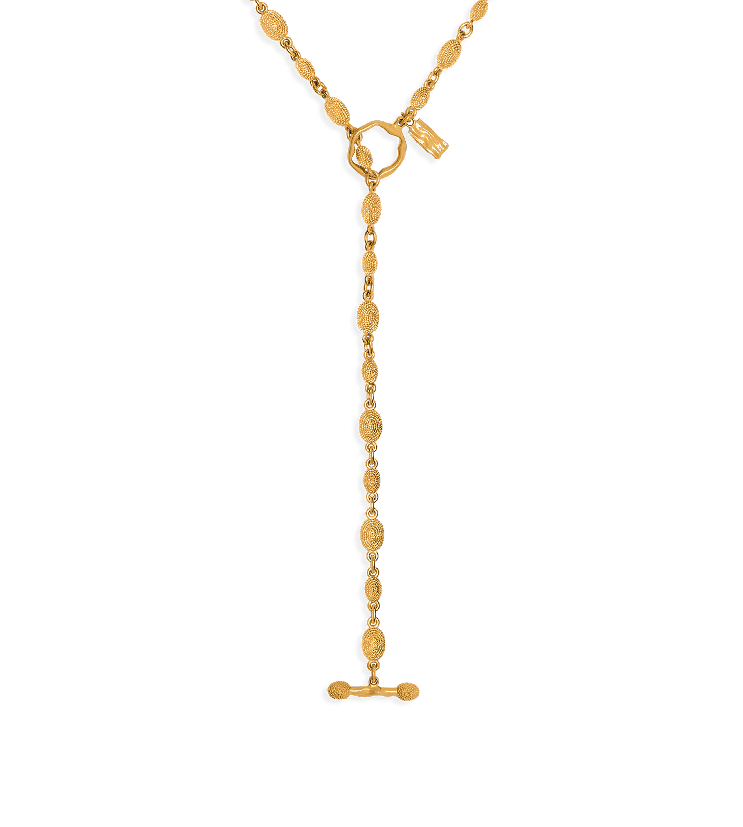 VINTAGE GOLD BRASS GRACE LARIAT NECKLACE - 2