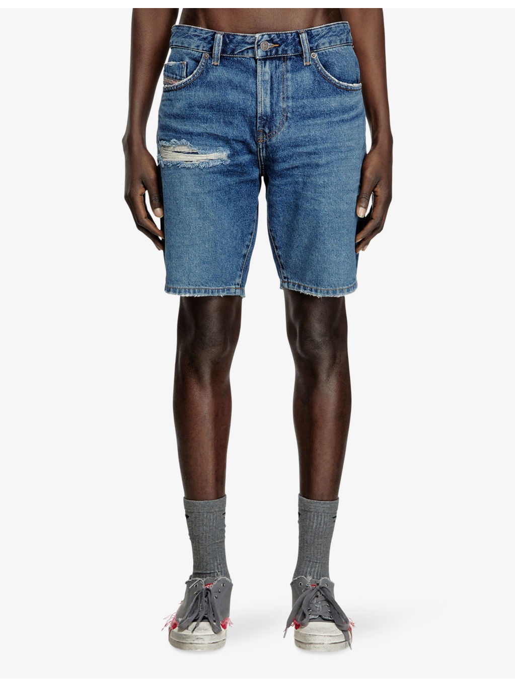 D-Fin Distressed Slim-Fit Denim Shorts - 3