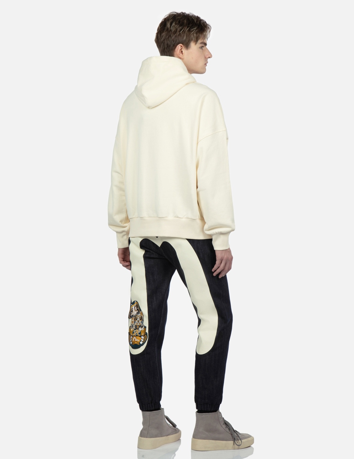 FORTUNE CAT STACKING DARUMA DAICOCK DENIM JOGGER PANTS - 3