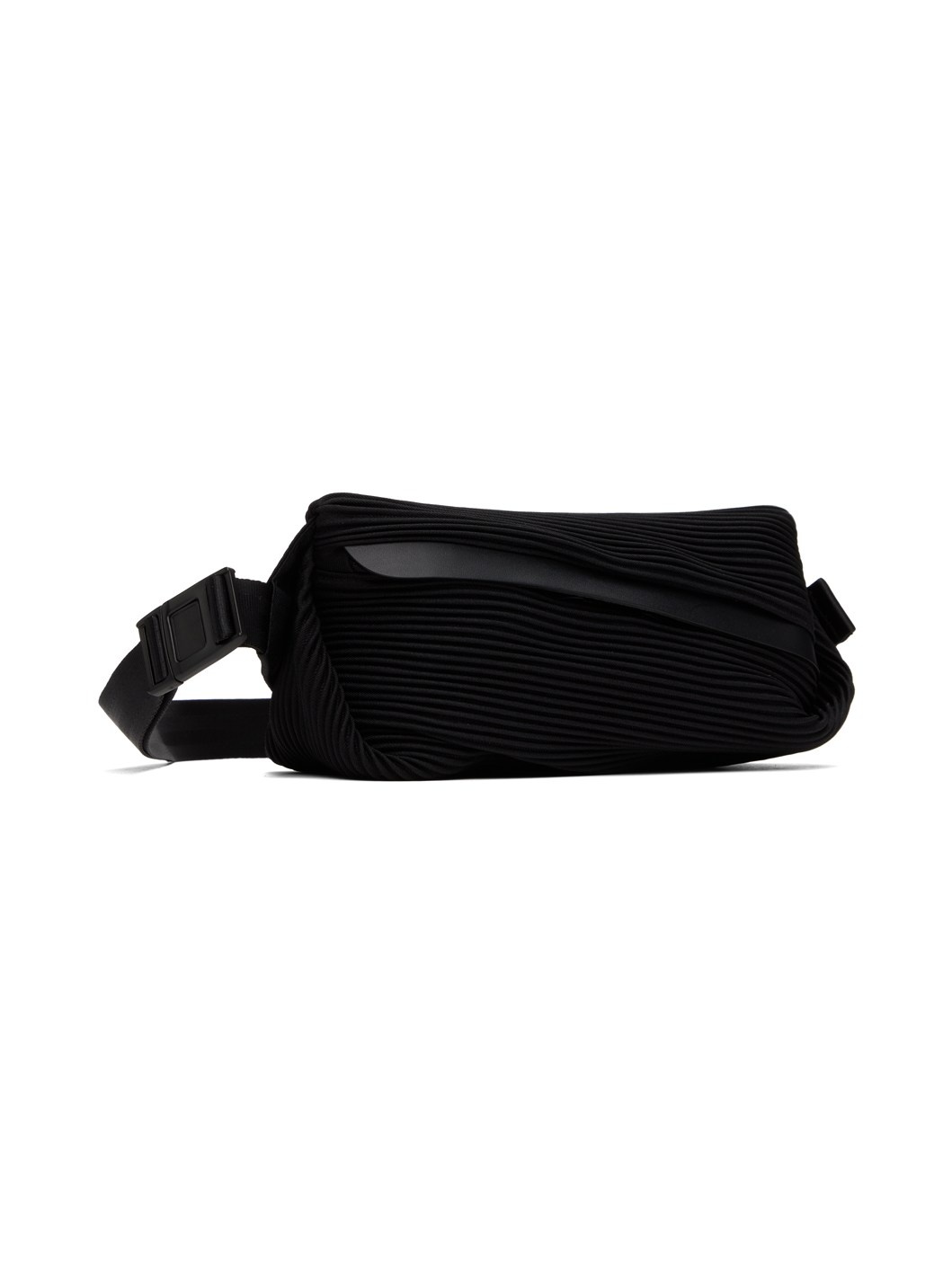 Black Bias Pleats Waist Pouch - 2