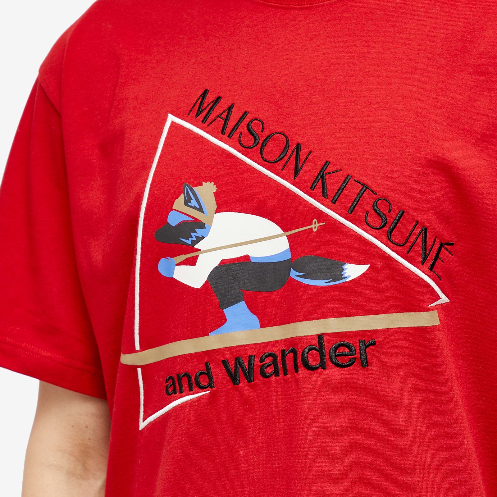 and wander x Maison Kitsune Skiing Fox T-Shirt - 5
