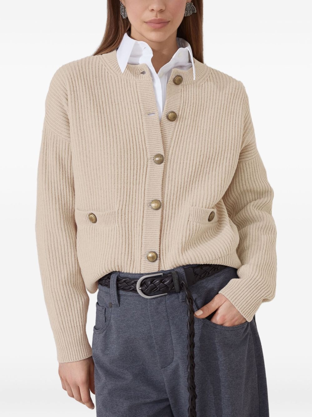 English ribbed-knit button-up cardigan - 5