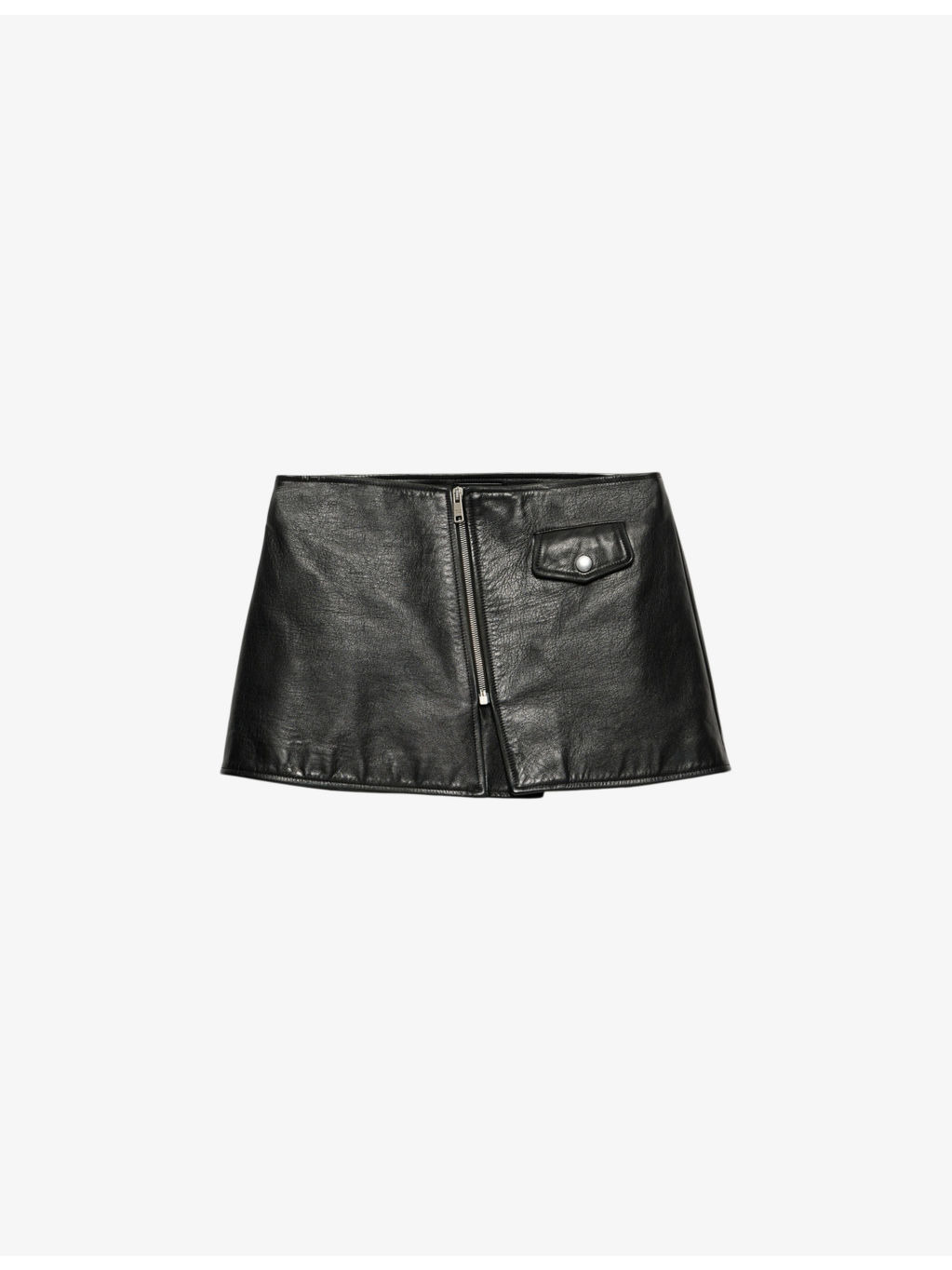 Asymmetric-zip leather mini skirt - 1