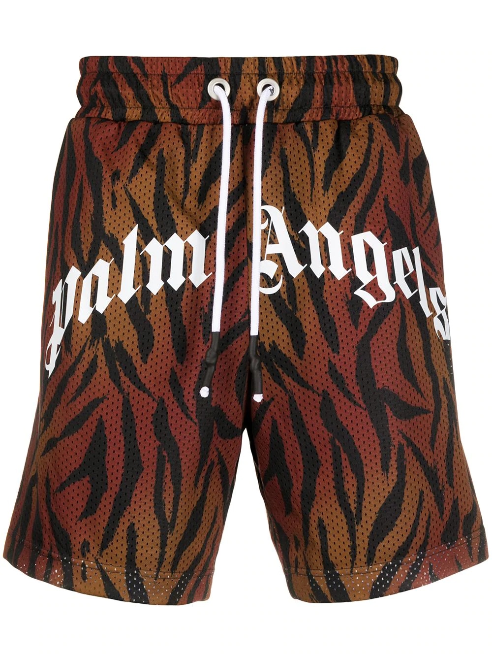 tiger-print mesh track shorts - 1