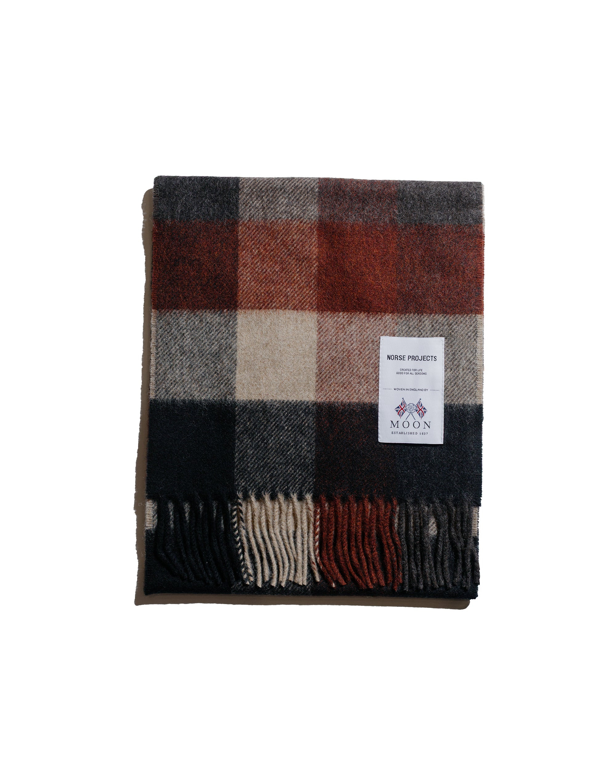 Moon Merino Lambswool Checked Scarf Espresso - 2