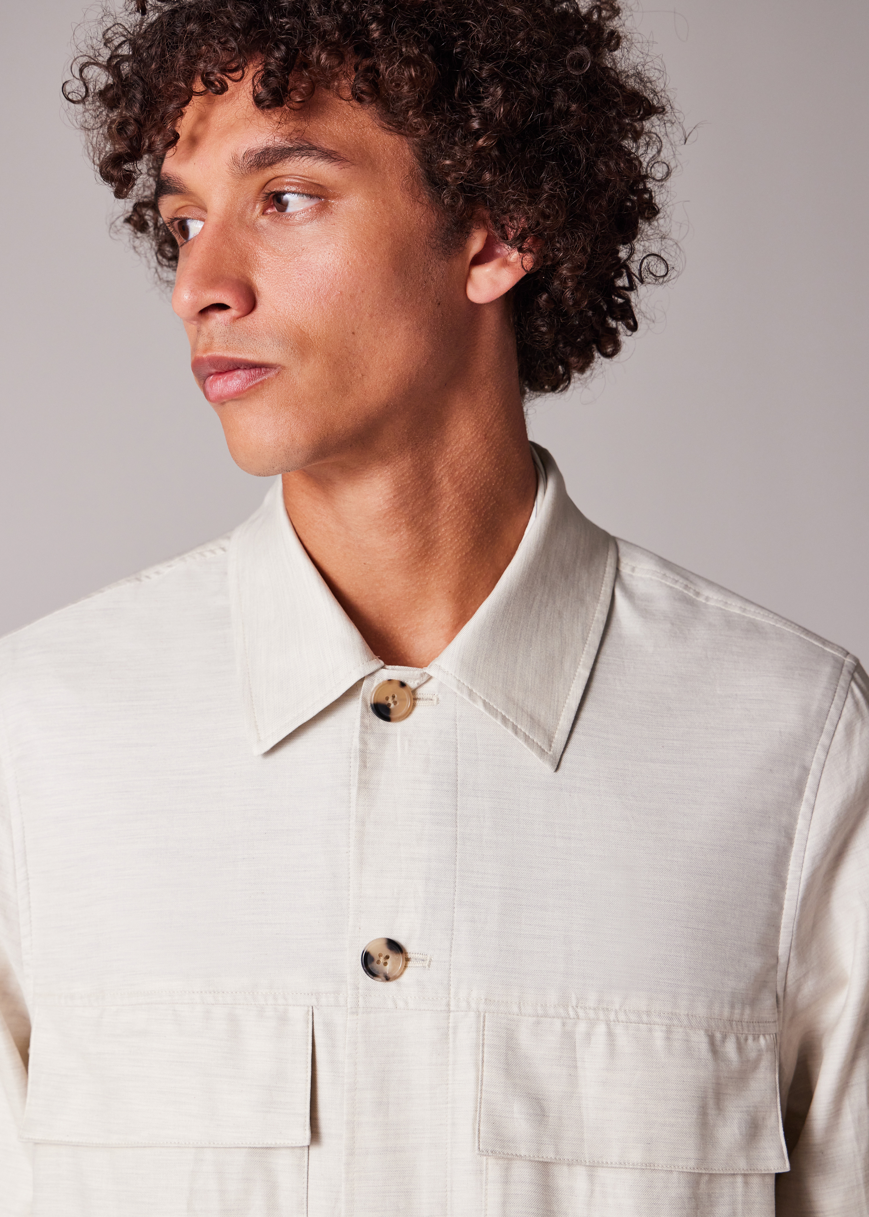 Cream Brushed Cotton-Twill Overshirt - 7
