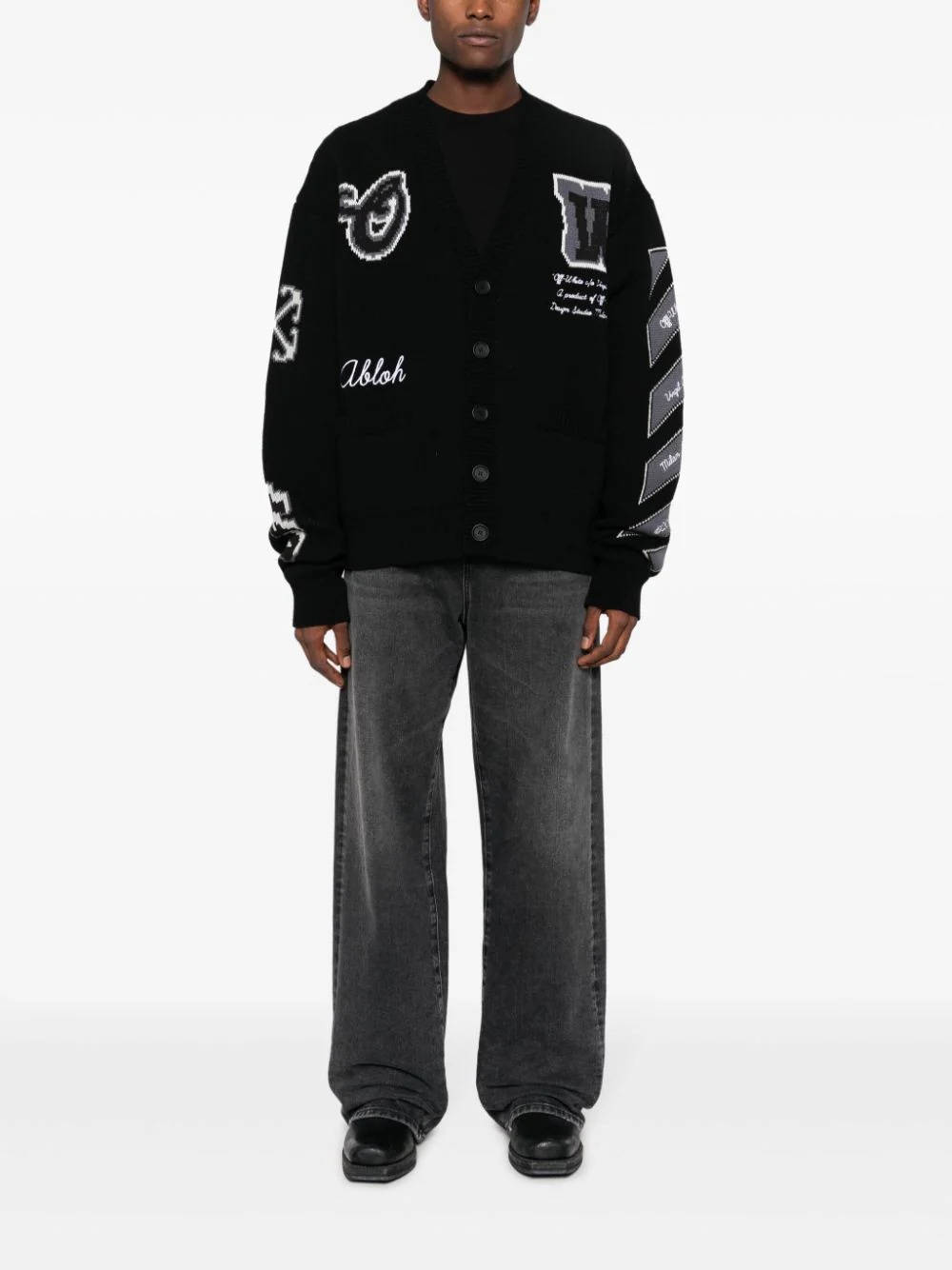 OFF-WHITE Men Varsity Knit Cardigan - 3