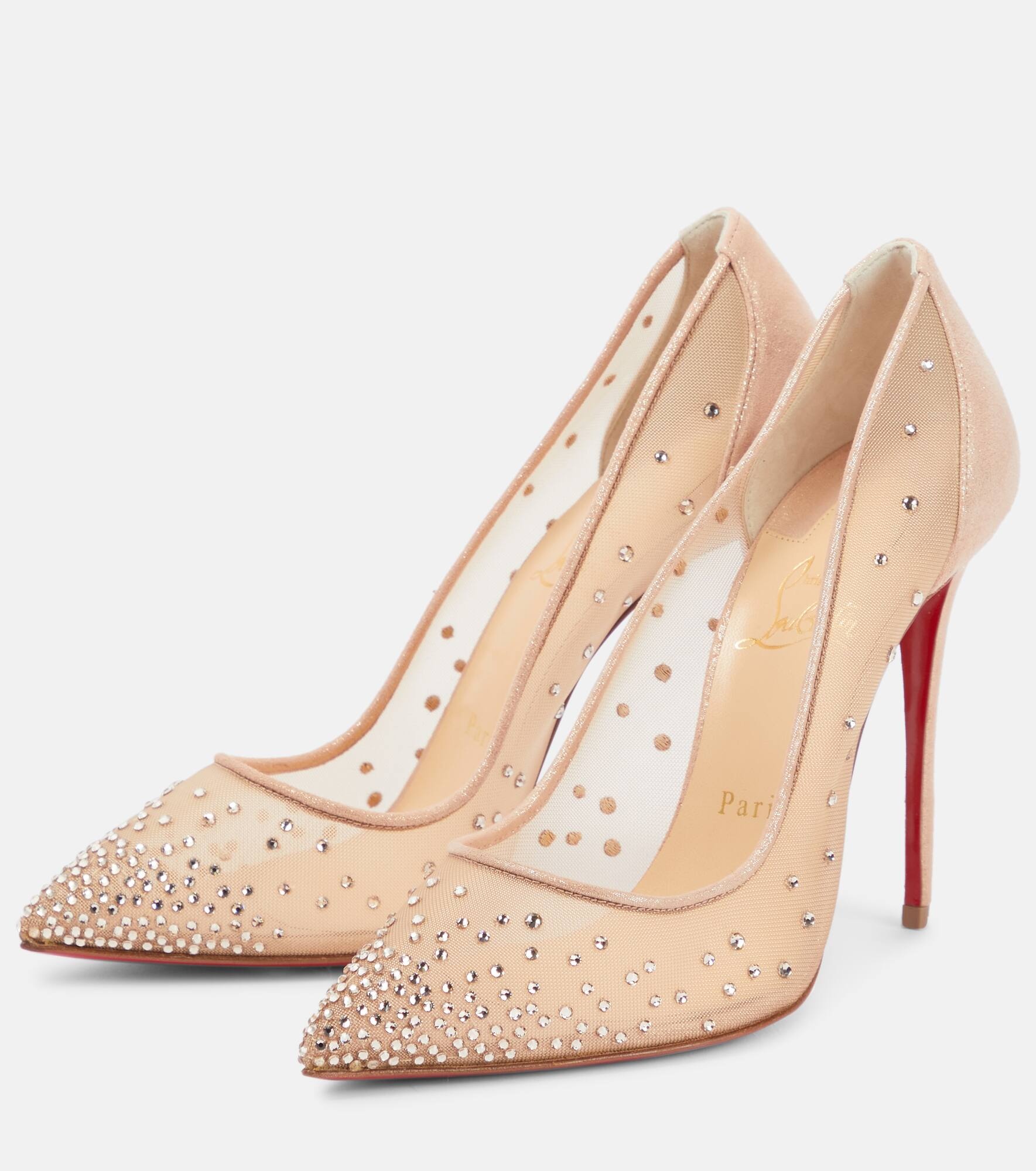 Follies Strass embellished mesh pumps - 4