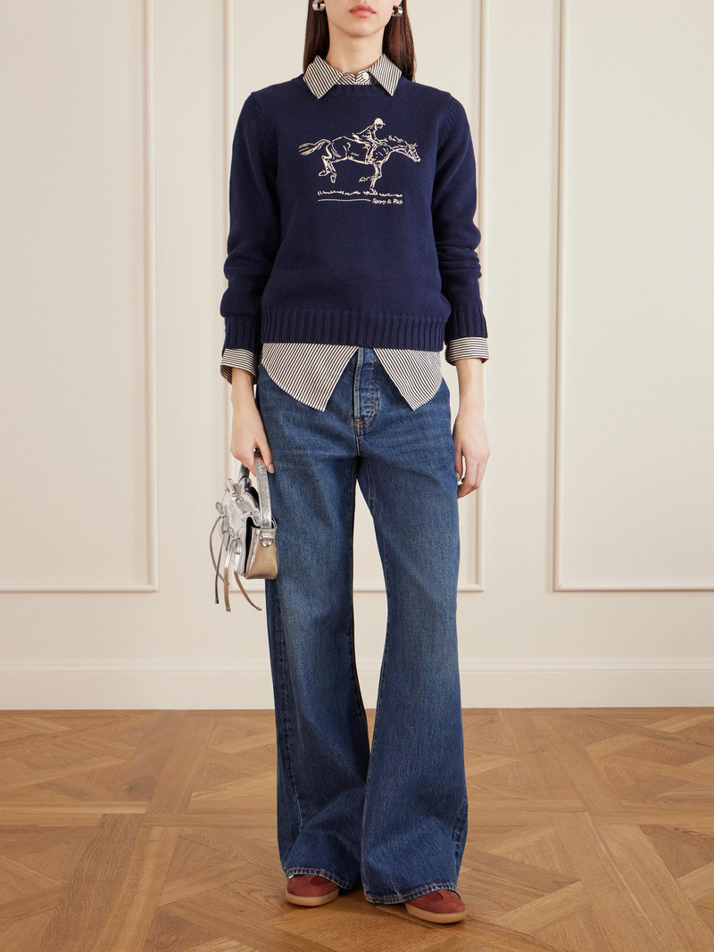 Sporty & Rich Embroidered Cotton Sweater outlook