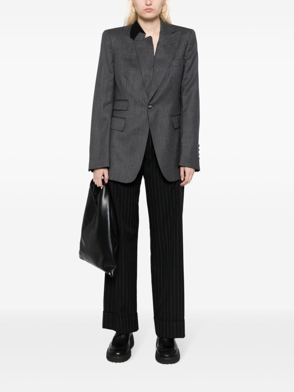 asymmetric single-breasted blazer - 2