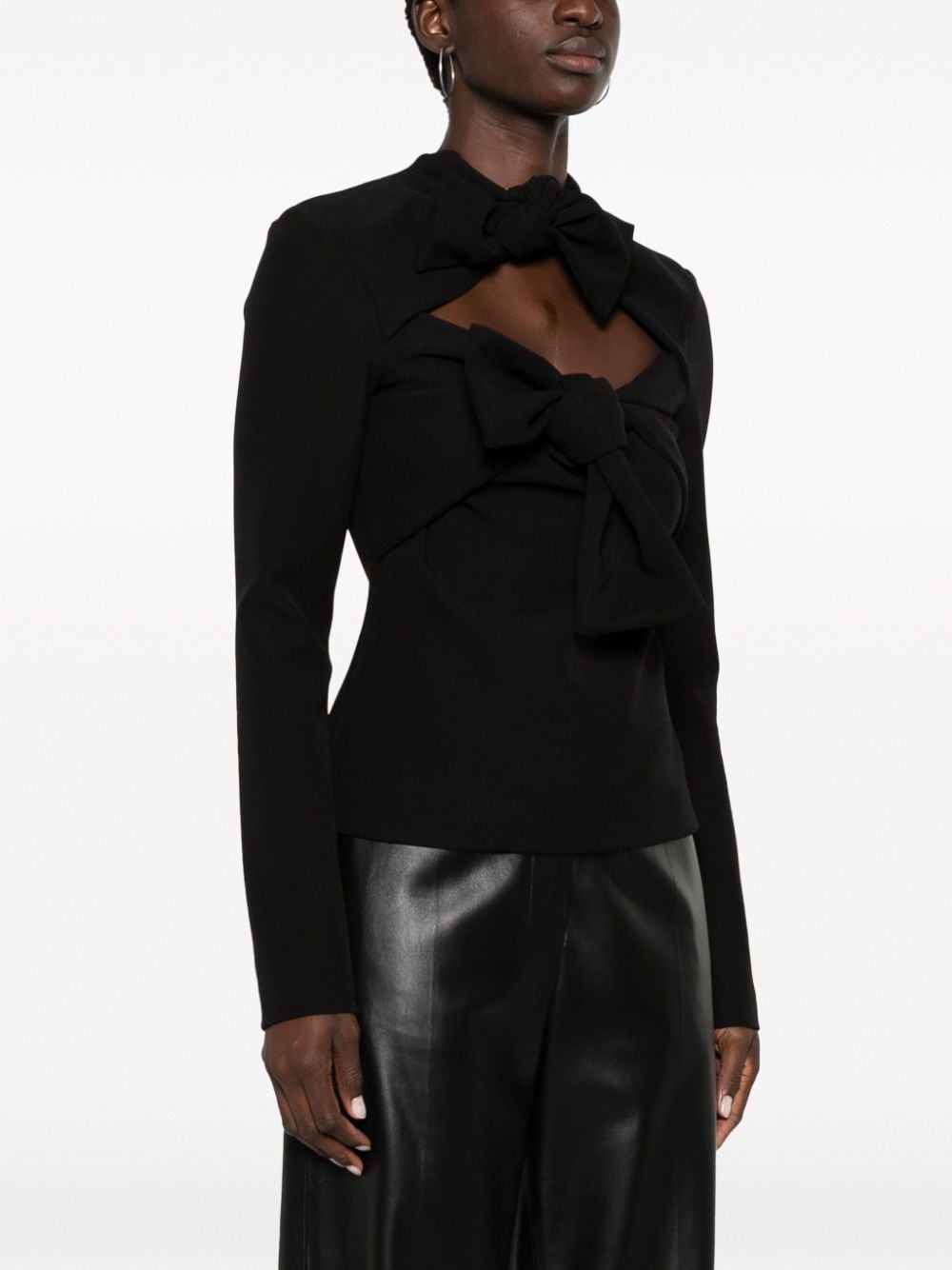 bow-detail long-sleeve top - 3
