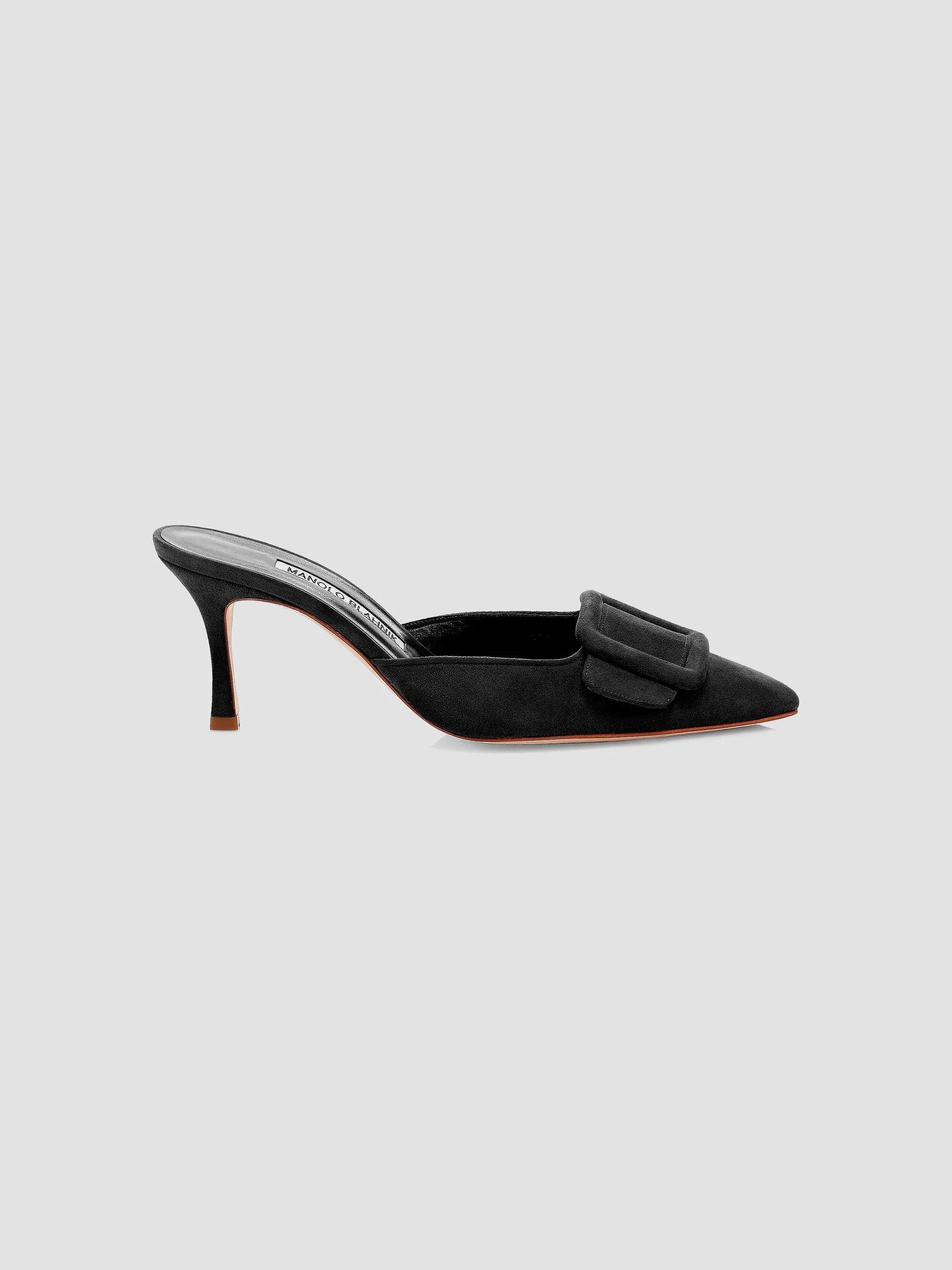 Women's Maysale 70MM Buckle Suede Mules - Black - 1