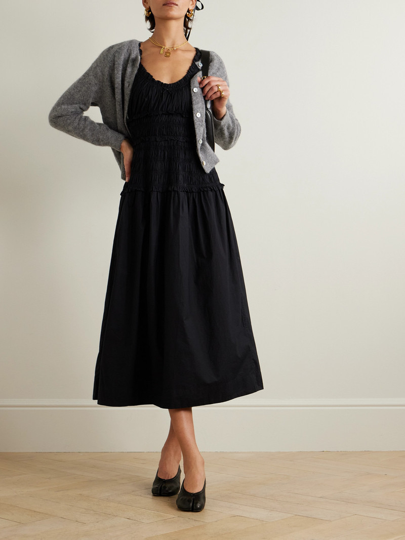 DÔEN Leanne Shirred Organic Cotton-voile Midi Dress outlook