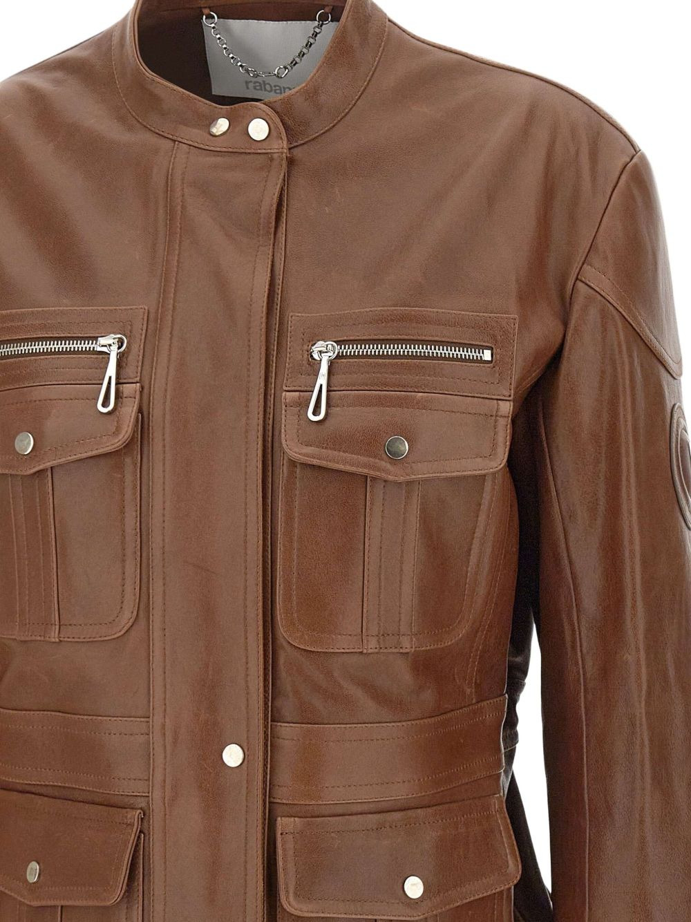 multi-pocket leather jacket - 5