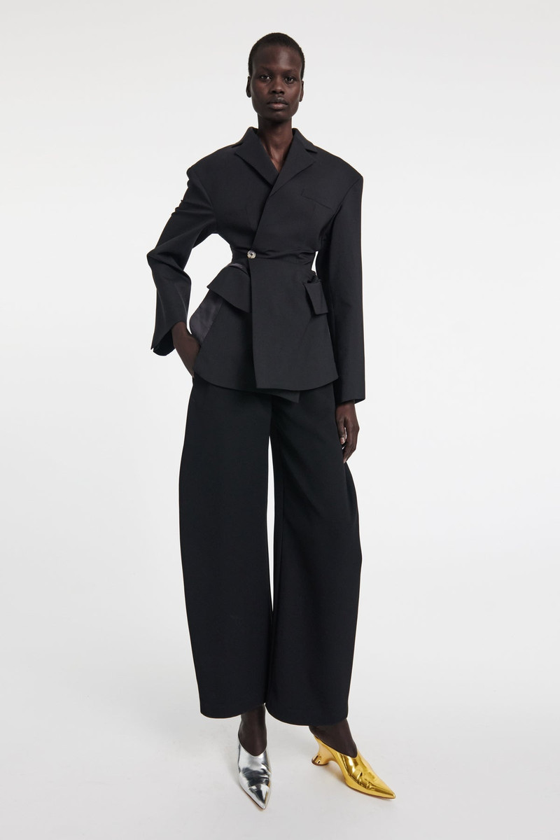 SINGLE BREASTED JACKET WITH BACK CUTOUT AND TIES BLACK 1