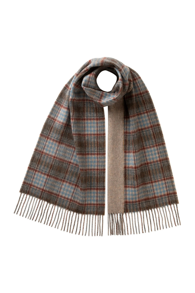 Reversible Grey Check Cashmere Scarf 1
