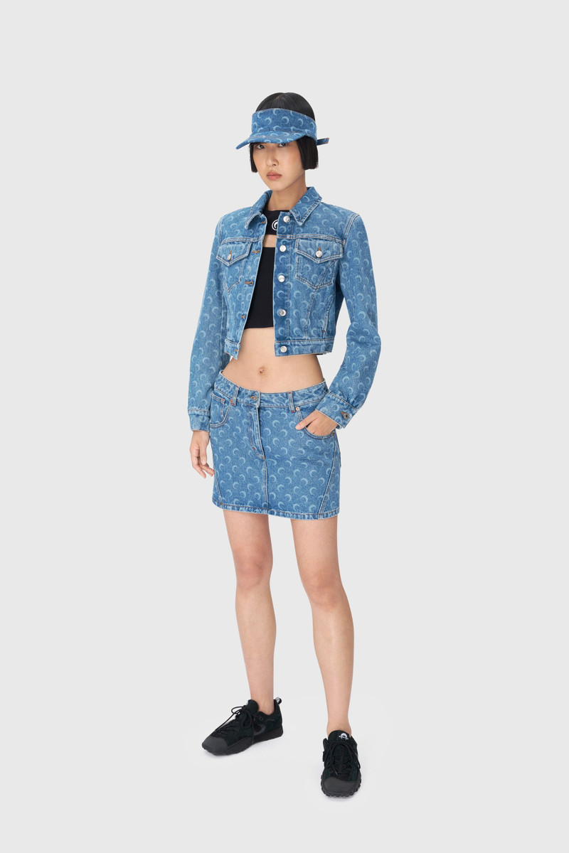 Marine Serre Moon Laser Blue Wash Denim Cropped Jacket outlook