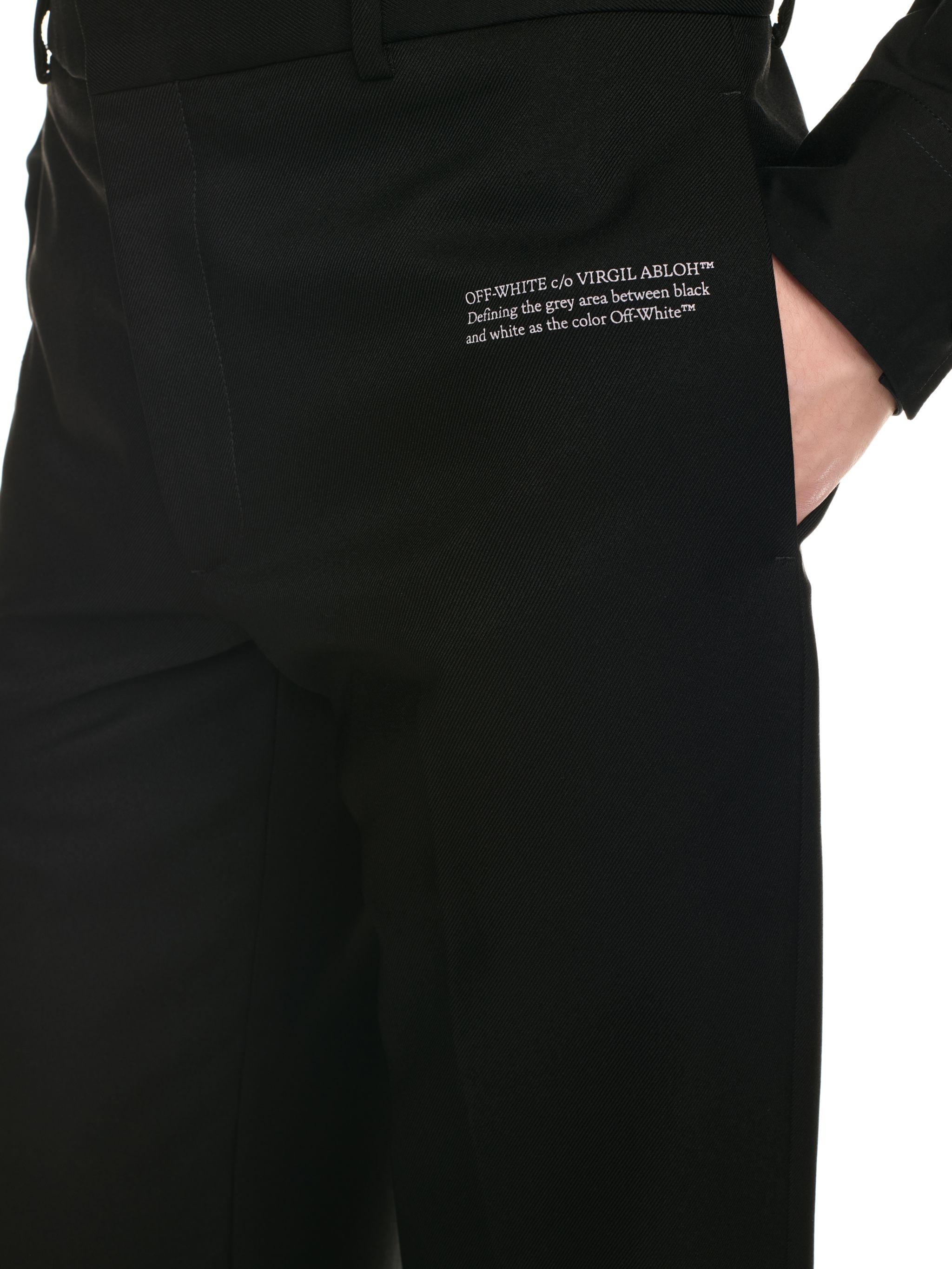 Black/white Drill Slim Pants - 5