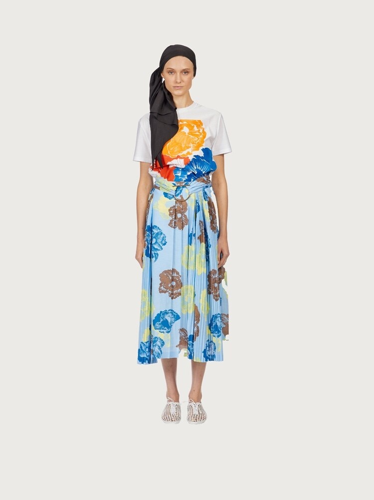 POPPY PRINT PLEATED SKIRT - 3