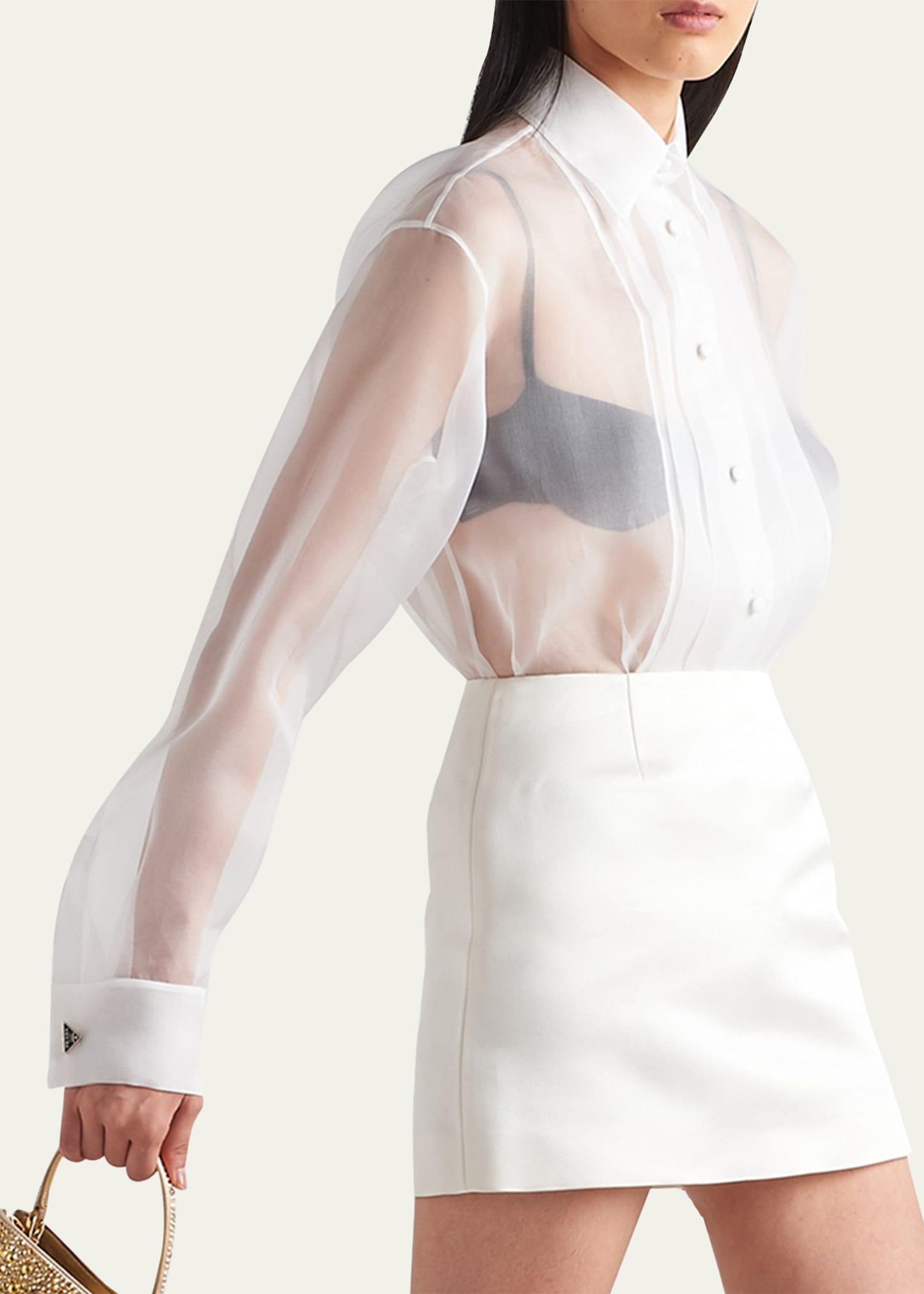 Sheer Organza Pleated Blouse - 4