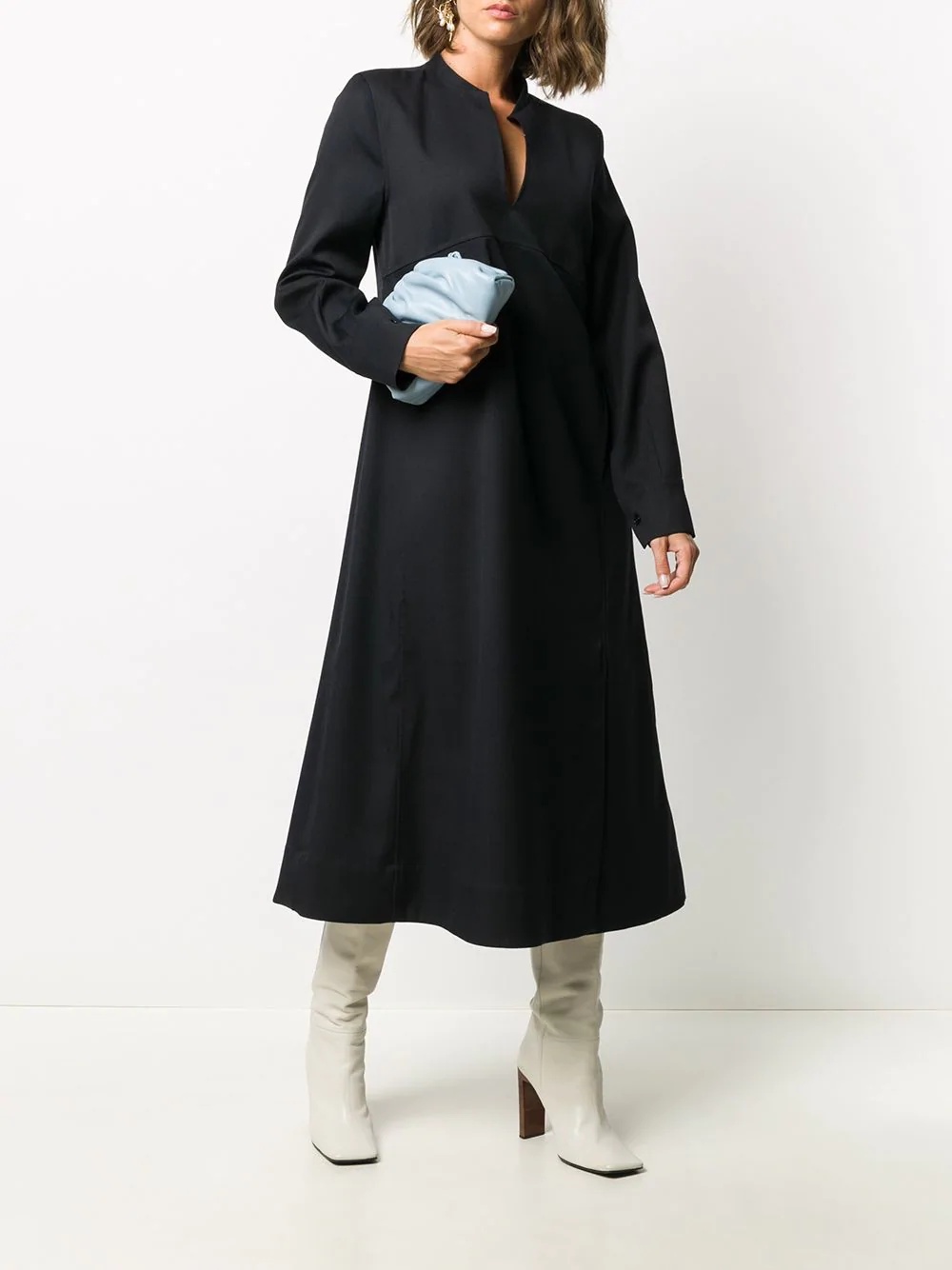 A-line standing collar dress - 2