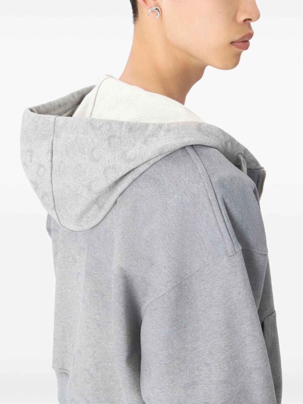 Moon-pattern fleece hoodie - 6