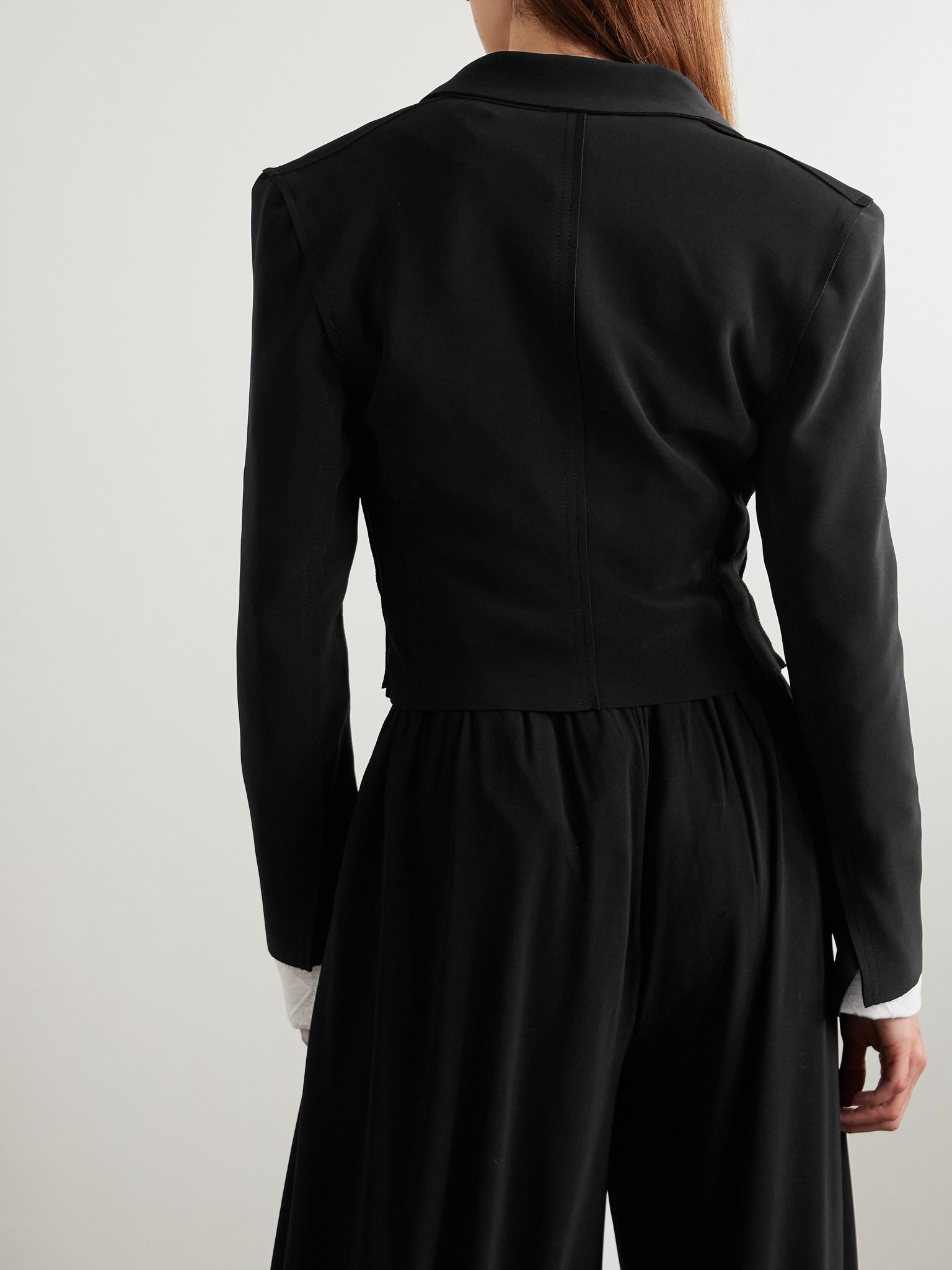 Cropped stretch-jersey blazer Black - 3