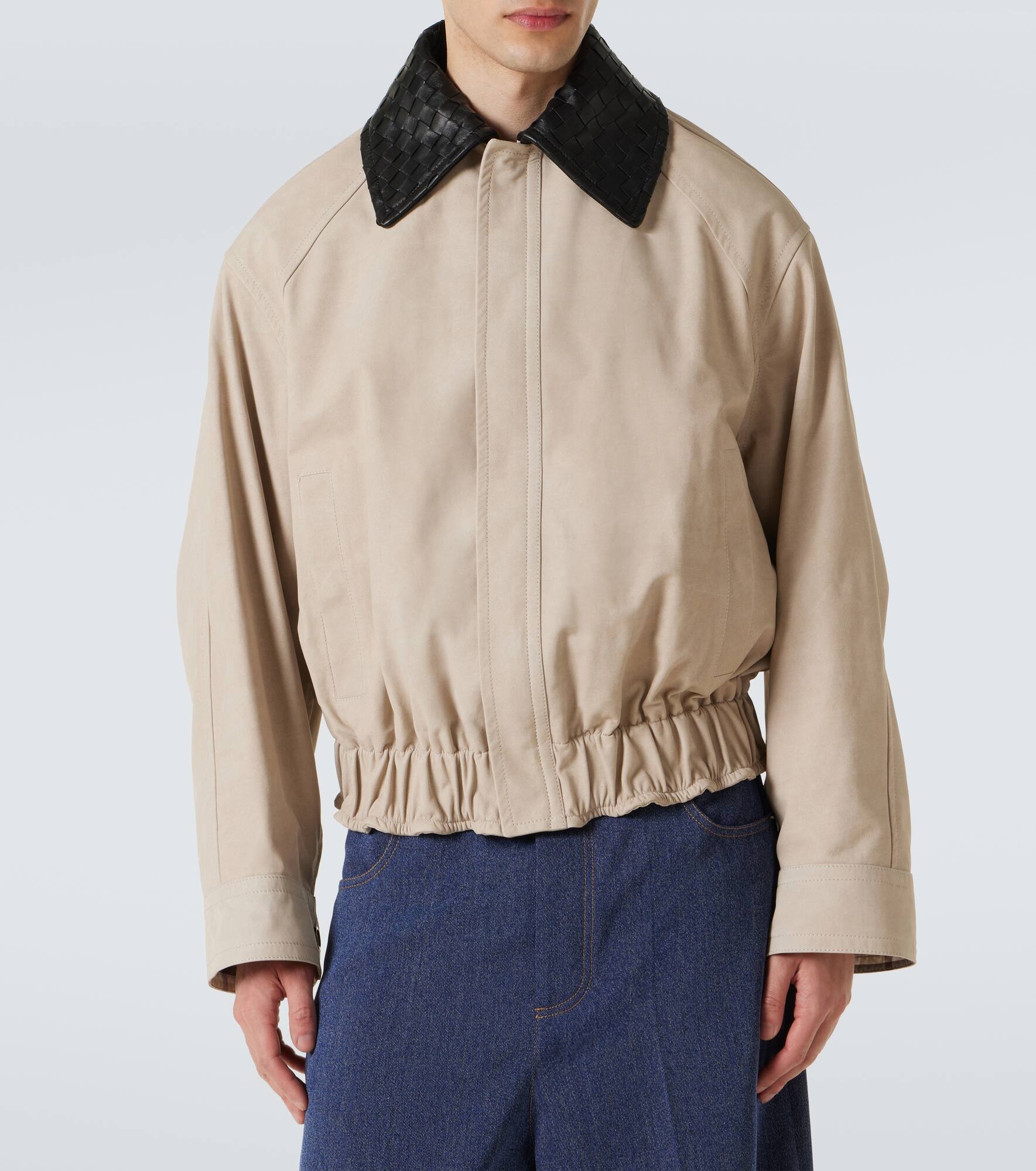 Intrecciato leather twill blouson - 3