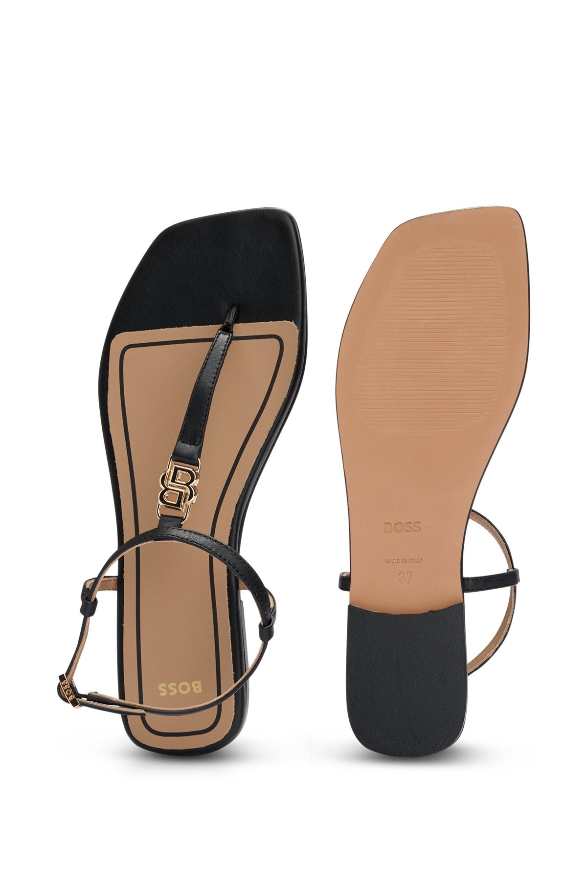 LEATHER SANDALS WITH TOE-POST DETAIL - 5