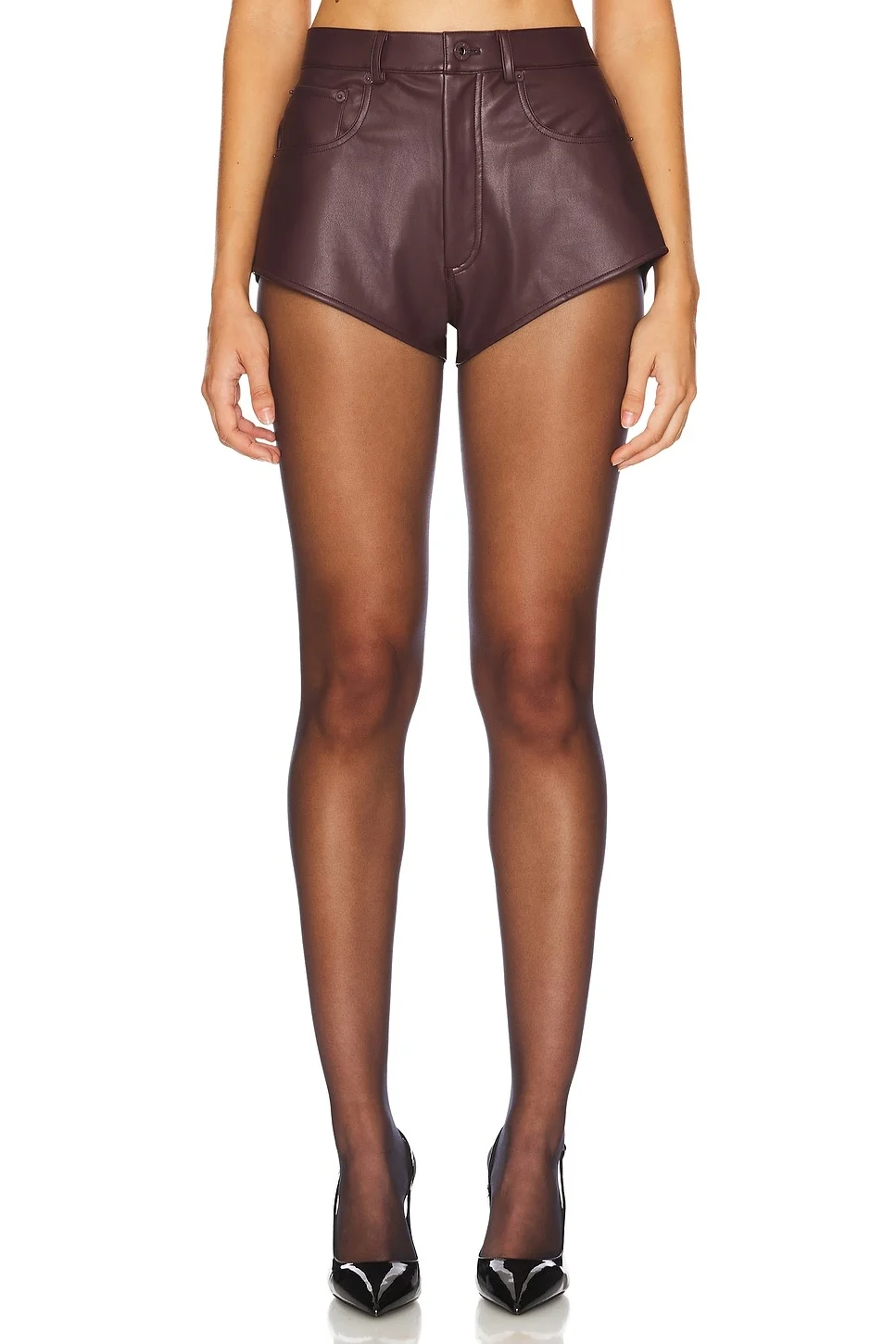 Stretch Faux Leather Mini Short - 1