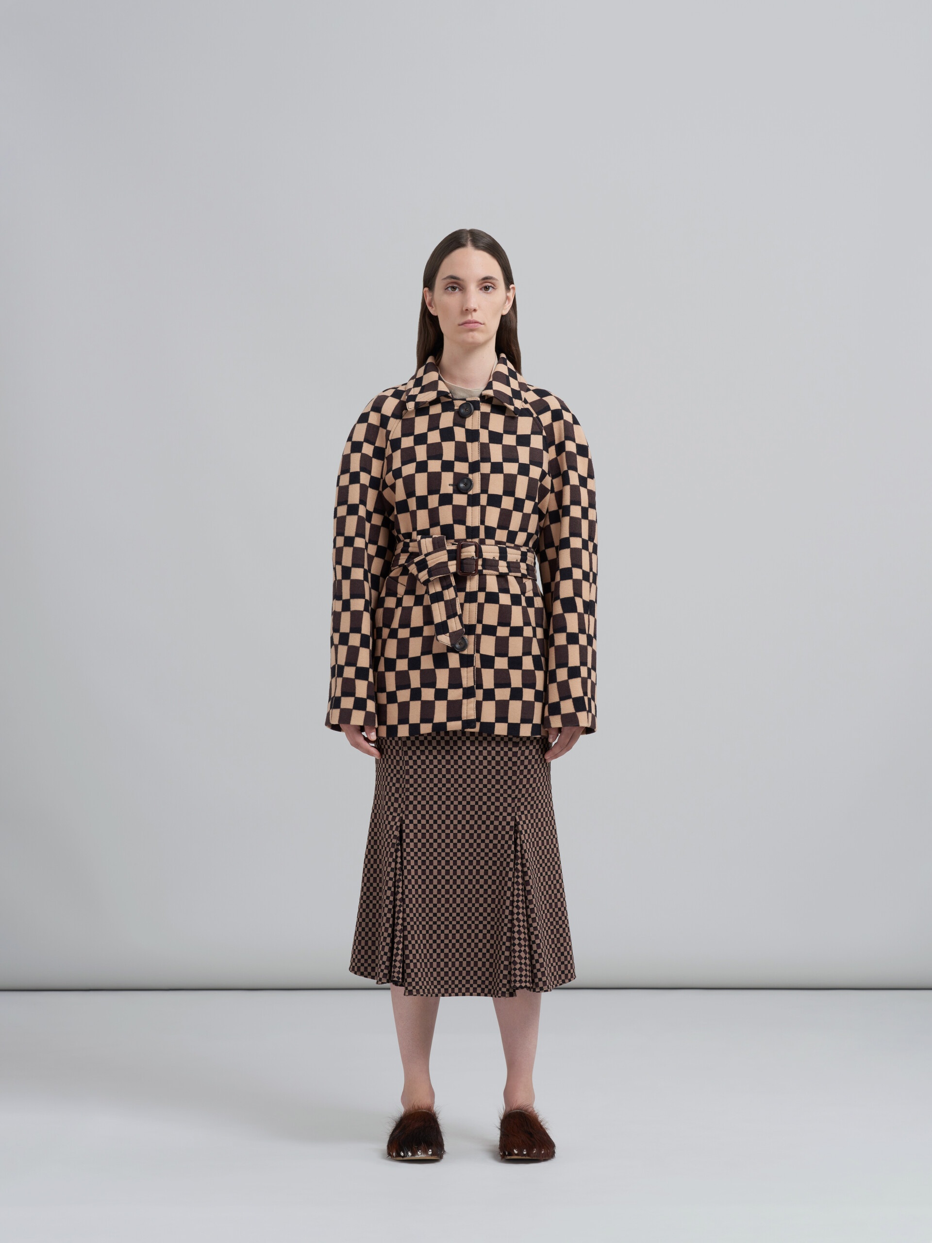 ICONIC DAMIER PRINT WOOL FELT JACKET - 2