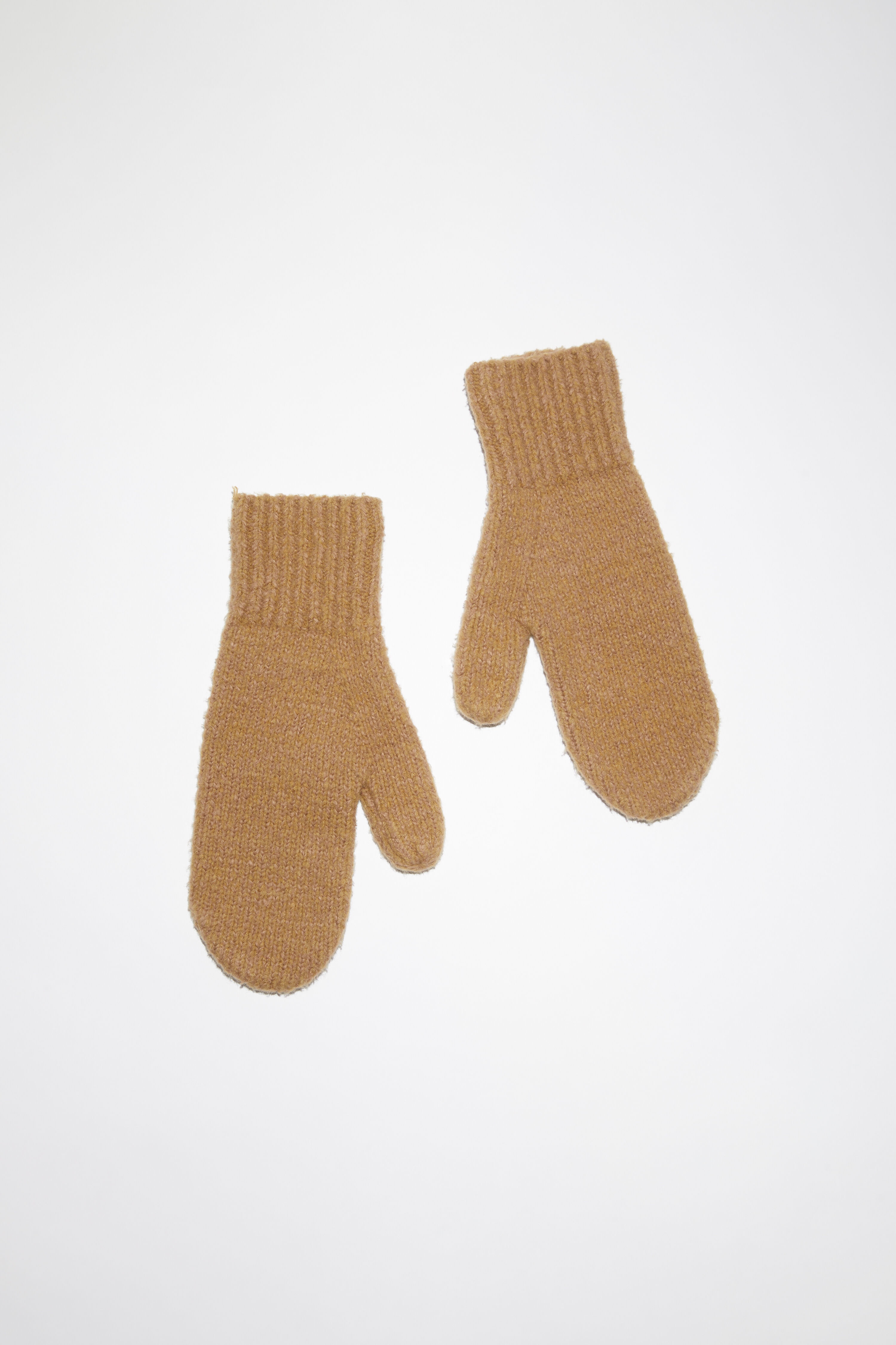 Wool blend mittens - Camel brown - 1