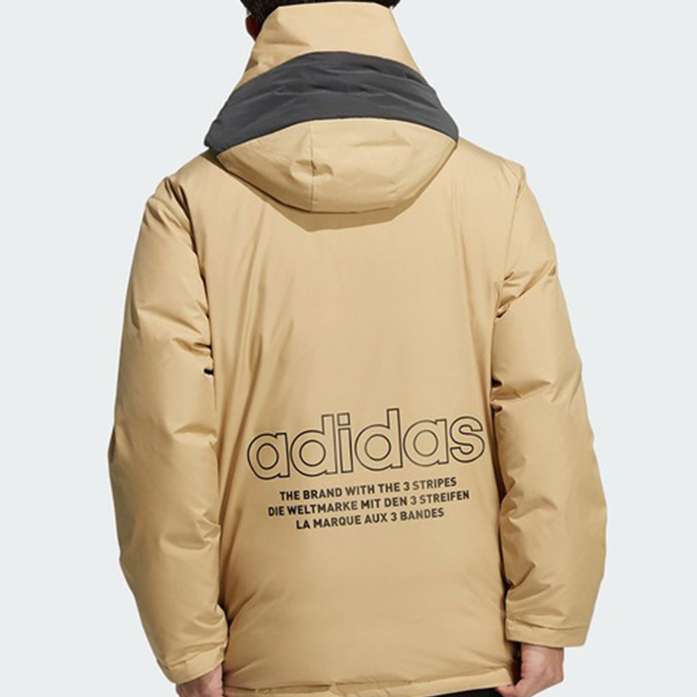 adidas originals Large Logo Cargo hooded Stay Warm Down Jacket Creamy White H66018 - 4