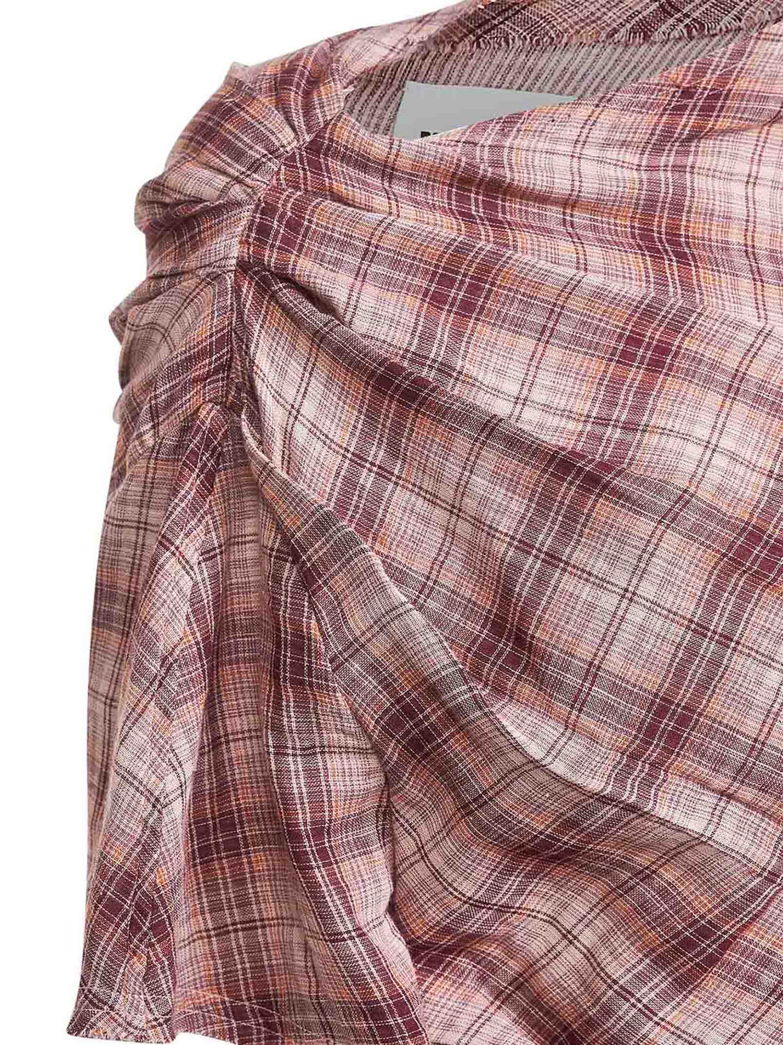 Rosewood checkered cotton Neyela asymmetric top - 3