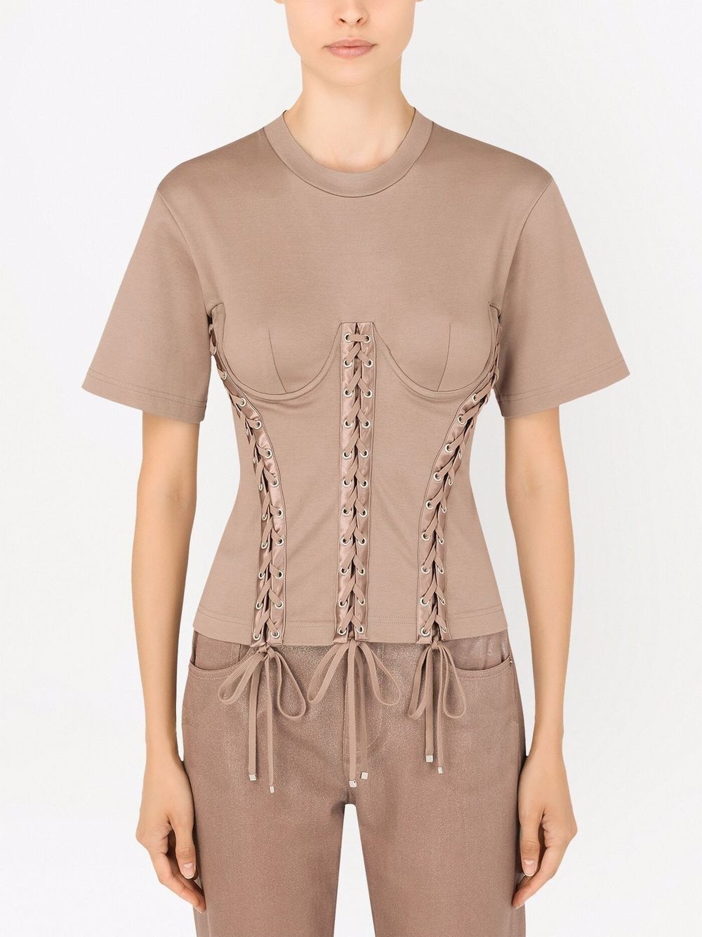 corset-style cotton T-shirt - 3