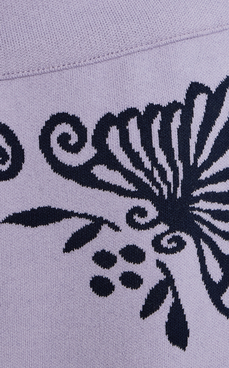 HIGH SPORT Scroll Cotton-Blend Cropped Flared Pants purple outlook