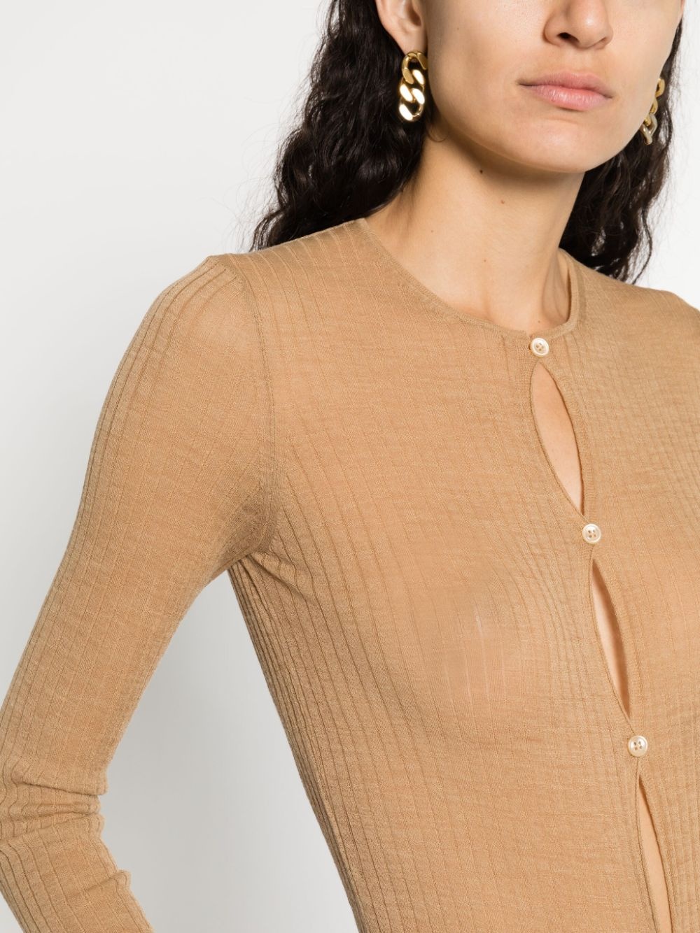 ribbed-knit button-up bodysuit - 5