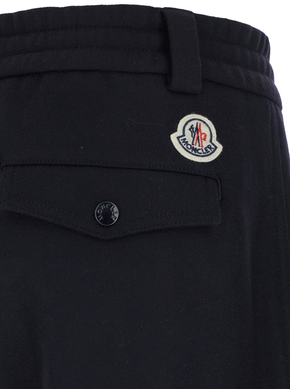 Moncler Men Blue Pants With Drawstring Elastic Waist And Logo Patch On The Rear In Wool Man - 3
