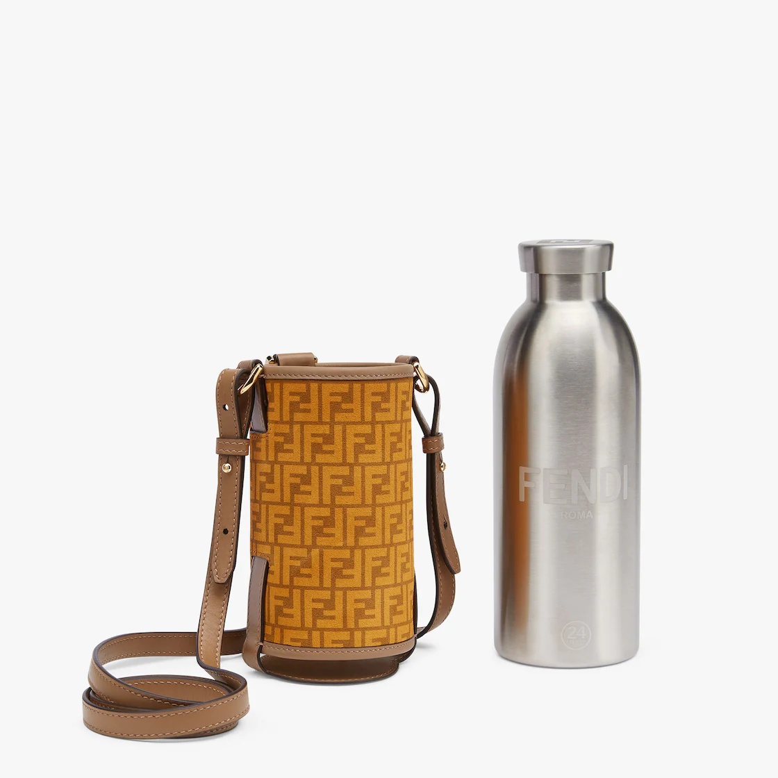 Yellow suede bottle holder - 2