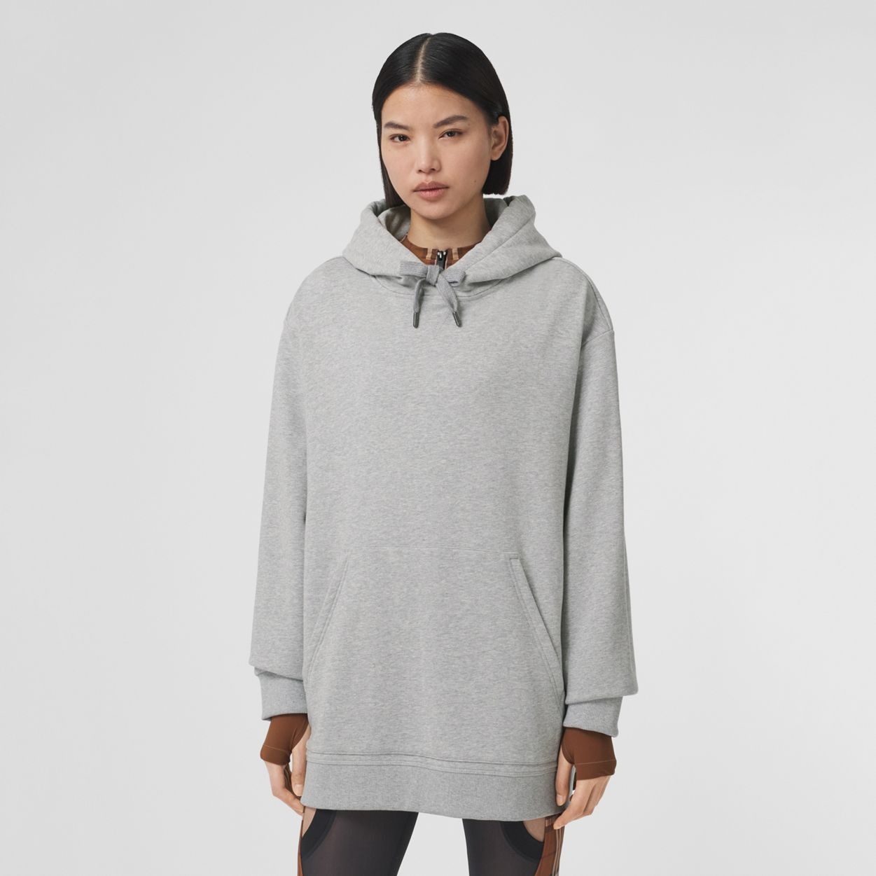 Check Panel Cotton Oversized Hoodie - 7