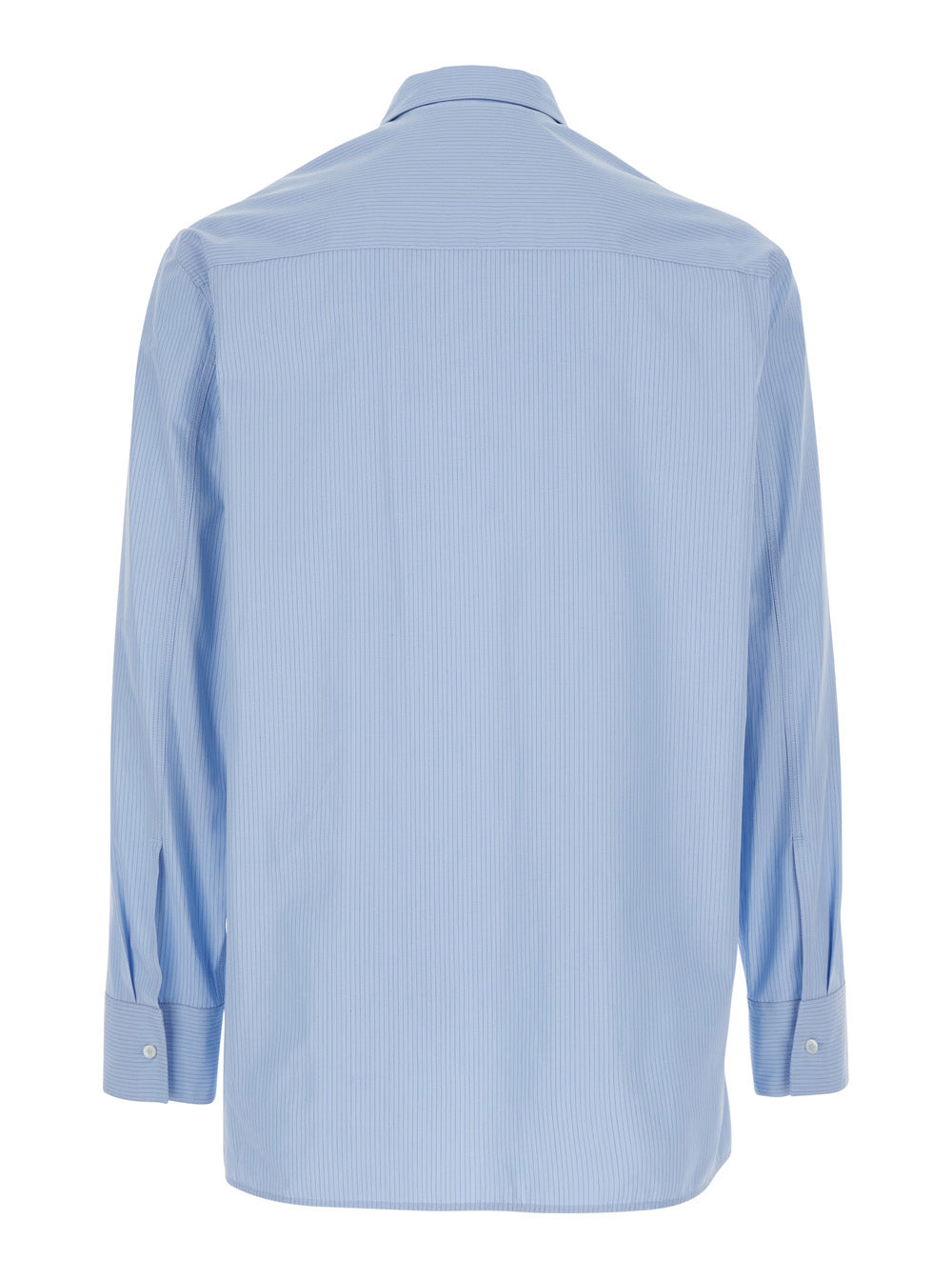 Jil Sander Men Light-Blue Pinstriped Shirt With Pointed Collar In Cotton Man - 2