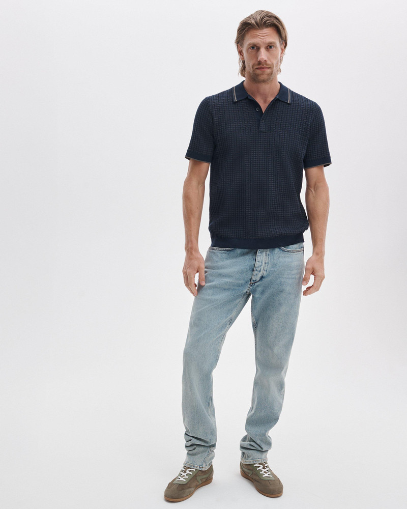 rag & bone Harvey Rib-Knit Polo Shirt outlook