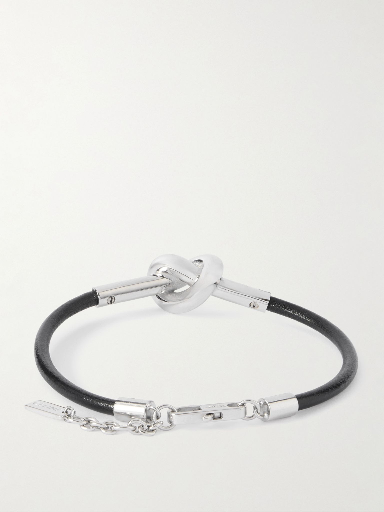 Knot Silver-Tone and Leather Bracelet Black - 3