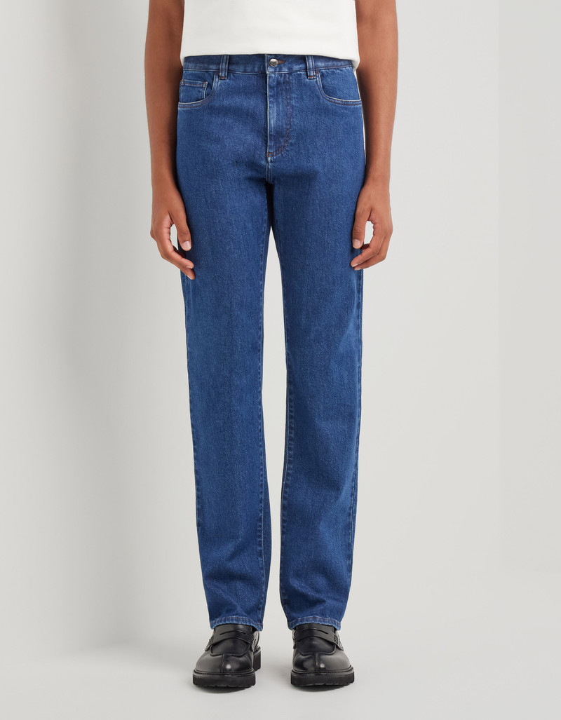 MEDIUM BLUE REGULAR FIT FIVE-POCKET DENIM PANTS 3