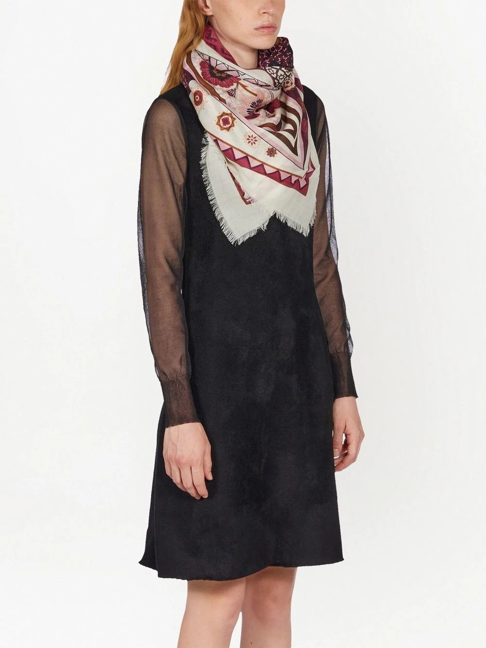 Nirvana-print silk shawl - 2